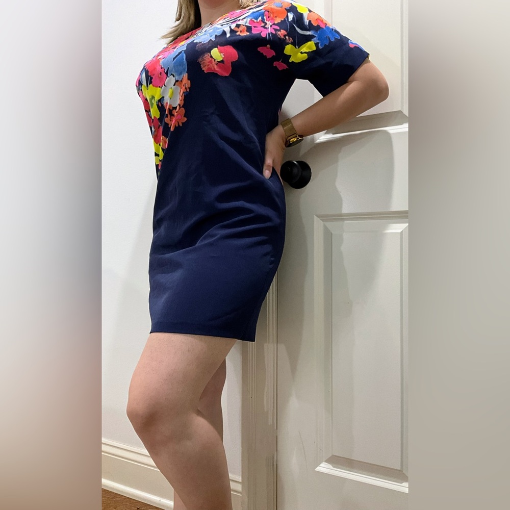 Comfortable blue-floral dress, perfect for casual and formal events